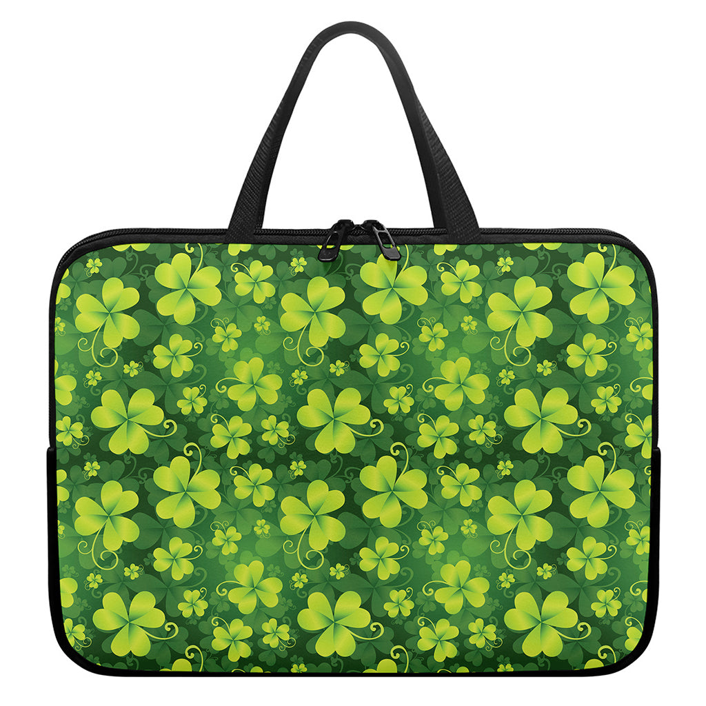 St. Patrick's Day Shamrock Pattern Print Laptop Sleeve With Handle