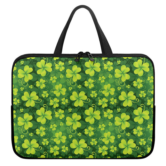 St. Patrick's Day Shamrock Pattern Print Laptop Sleeve With Handle