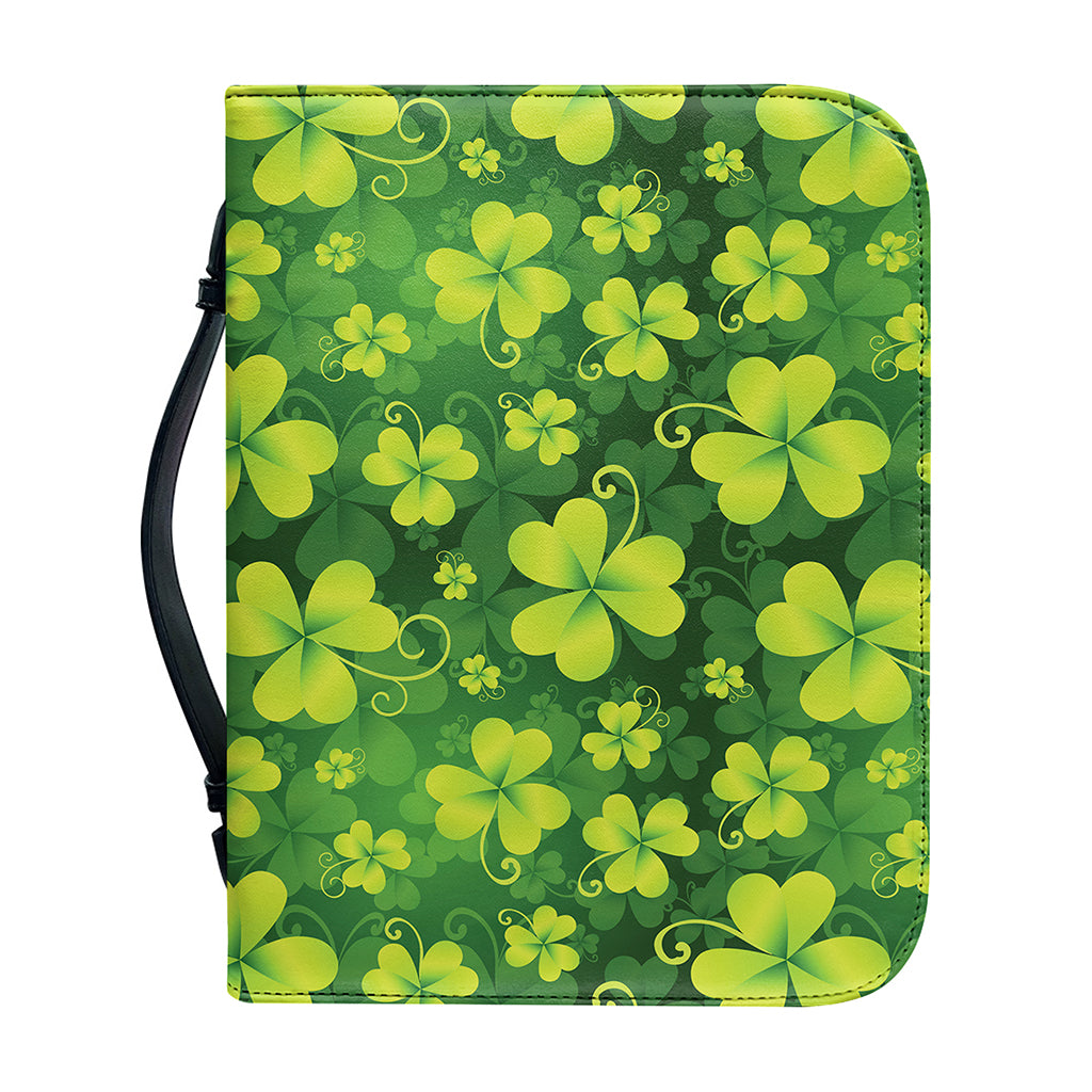 St. Patrick's Day Shamrock Pattern Print Leather Bible Cover