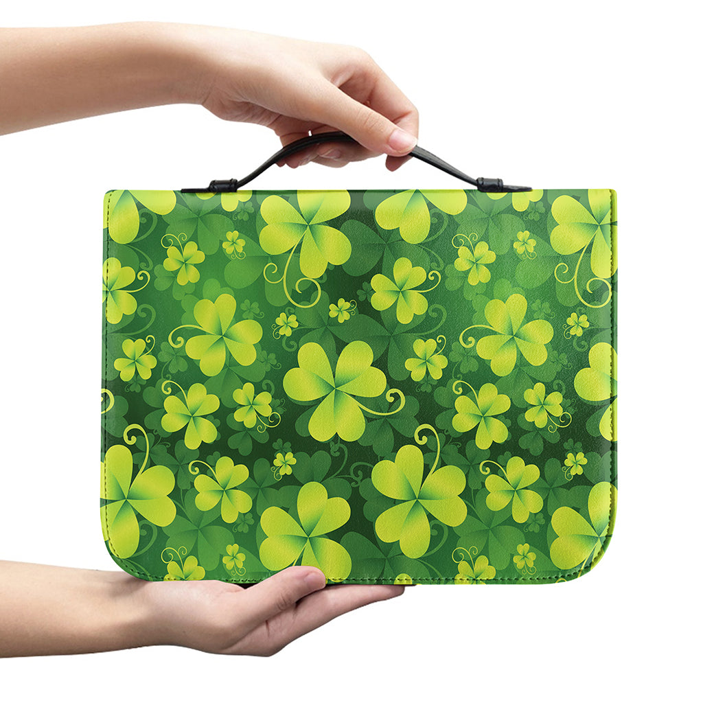 St. Patrick's Day Shamrock Pattern Print Leather Bible Cover