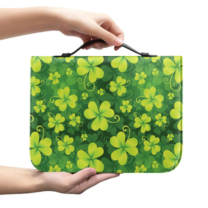 St. Patrick's Day Shamrock Pattern Print Leather Bible Cover