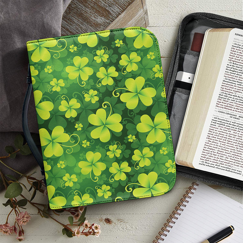 St. Patrick's Day Shamrock Pattern Print Leather Bible Cover