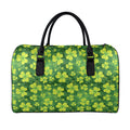 St. Patrick's Day Shamrock Pattern Print Leather Duffel Bag
