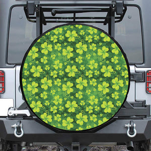 St. Patrick's Day Shamrock Pattern Print Leather Spare Tire Cover