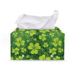 St. Patrick's Day Shamrock Pattern Print Leather Tissue Box Cover