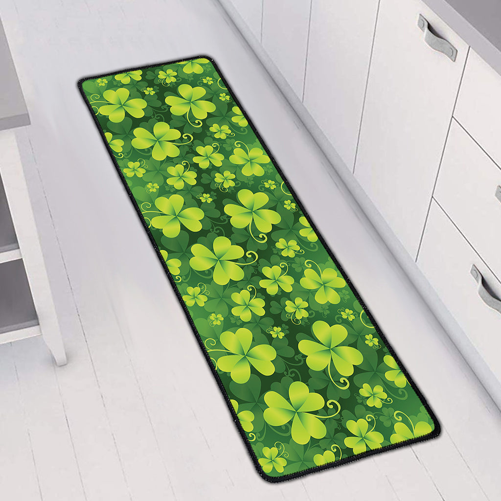St. Patrick's Day Shamrock Pattern Print Long Kitchen Mat