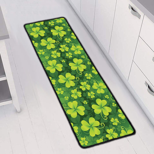 St. Patrick's Day Shamrock Pattern Print Long Kitchen Mat