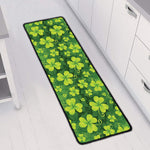 St. Patrick's Day Shamrock Pattern Print Long Kitchen Mat