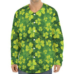 St. Patrick's Day Shamrock Pattern Print Long Sleeve Baseball Jersey