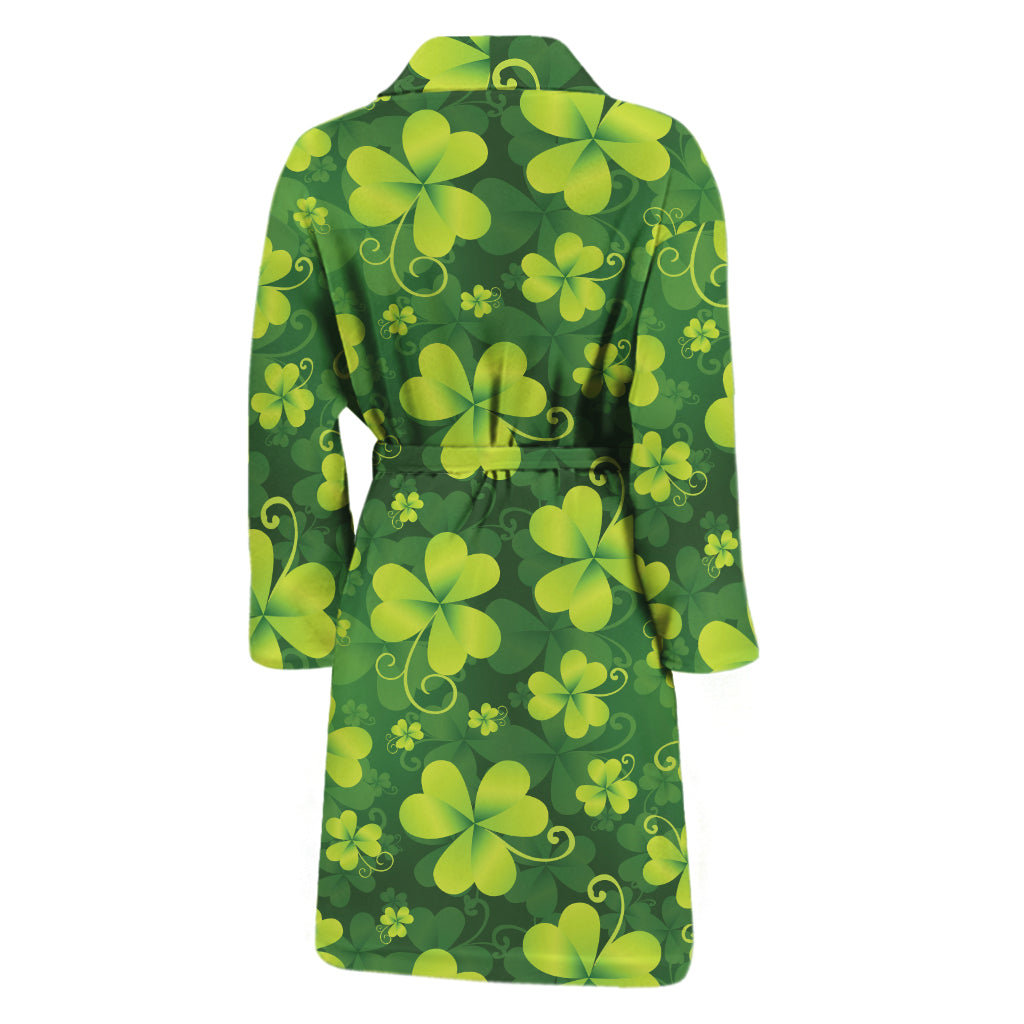 St. Patrick's Day Shamrock Pattern Print Men's Bathrobe