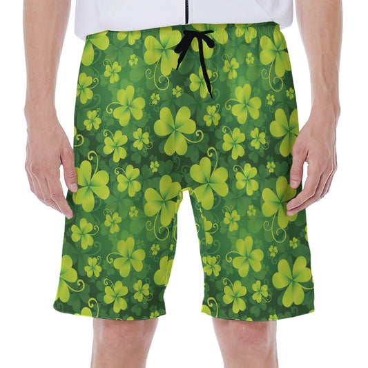 St. Patrick's Day Shamrock Pattern Print Men's Beach Shorts