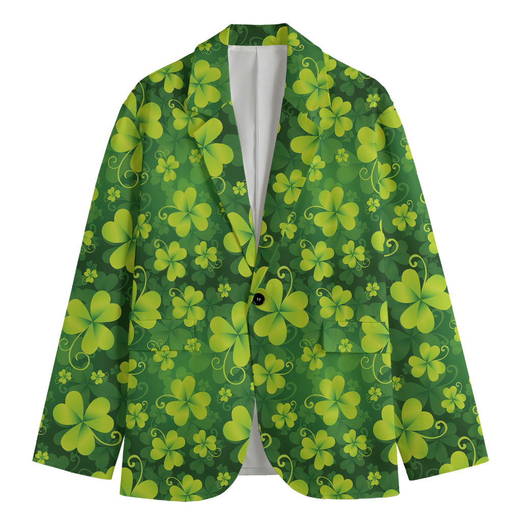 St. Patrick's Day Shamrock Pattern Print Men's Blazer