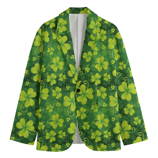 St. Patrick's Day Shamrock Pattern Print Men's Blazer