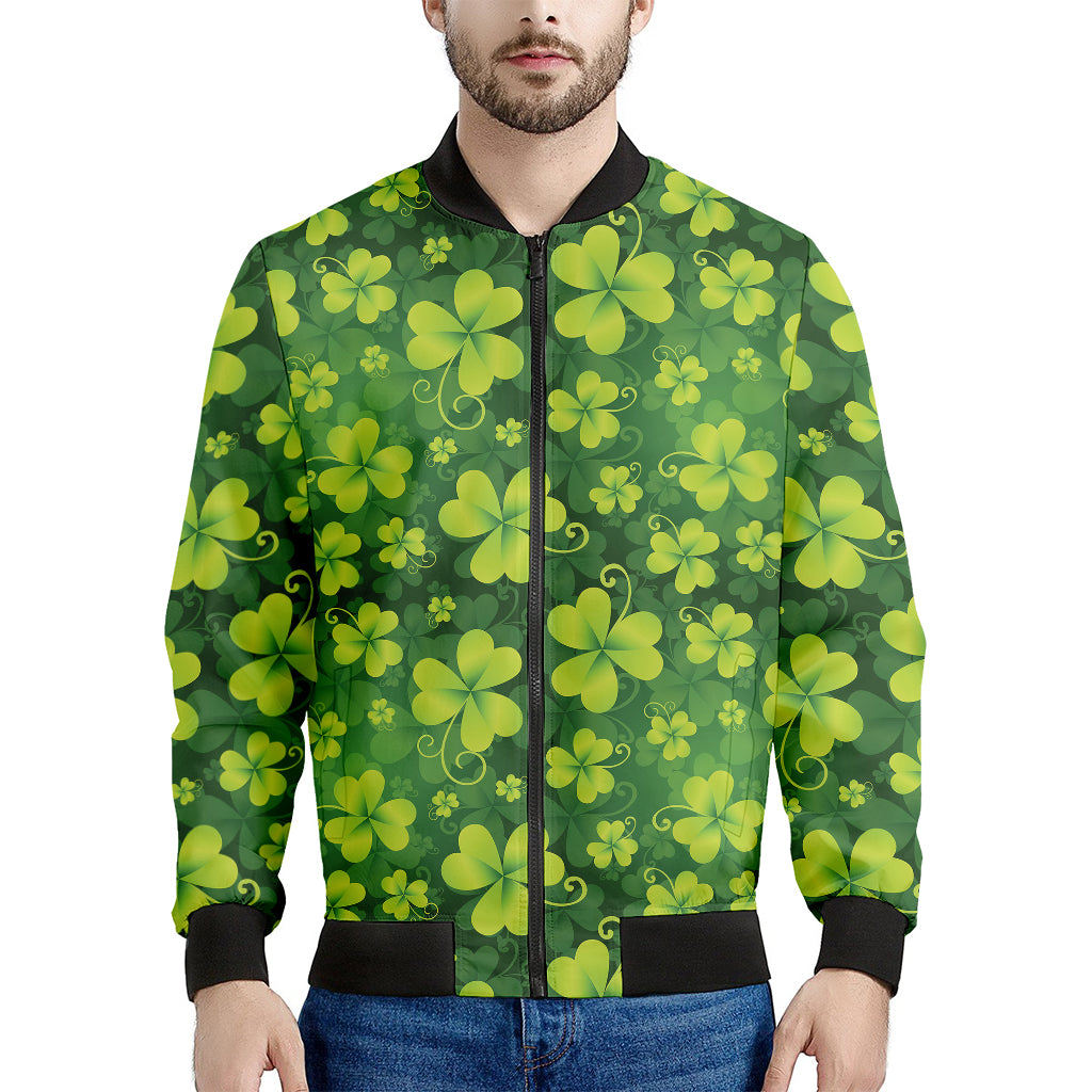 St. Patrick's Day Shamrock Pattern Print Men's Bomber Jacket