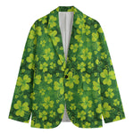 St. Patrick's Day Shamrock Pattern Print Men's Cotton Blazer
