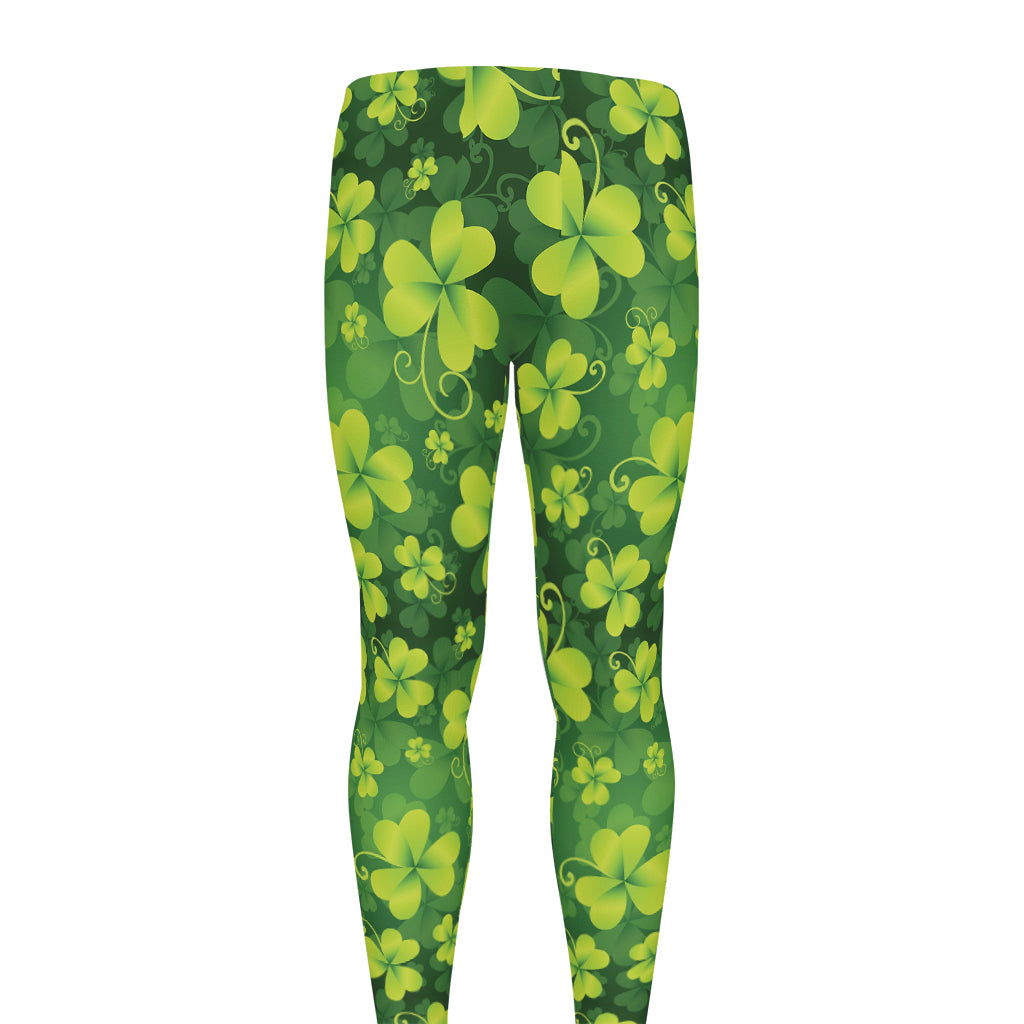 St. Patrick's Day Shamrock Pattern Print Men's leggings