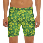 St. Patrick's Day Shamrock Pattern Print Men's Long Boxer Briefs