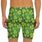 St. Patrick's Day Shamrock Pattern Print Men's Long Boxer Briefs