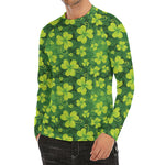 St. Patrick's Day Shamrock Pattern Print Men's Long Sleeve Rash Guard