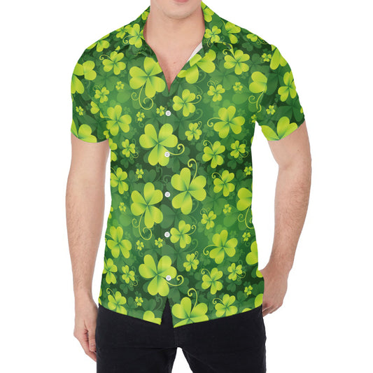 St. Patrick's Day Shamrock Pattern Print Men's Shirt