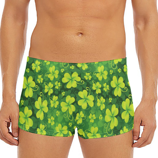 St. Patrick's Day Shamrock Pattern Print Men's Short Boxer Briefs