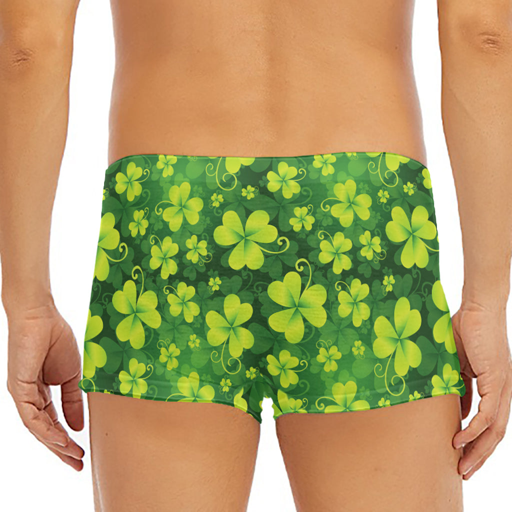 St. Patrick's Day Shamrock Pattern Print Men's Short Boxer Briefs