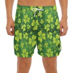 St. Patrick's Day Shamrock Pattern Print Men's Split Running Shorts