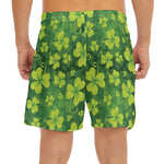 St. Patrick's Day Shamrock Pattern Print Men's Split Running Shorts