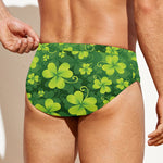 St. Patrick's Day Shamrock Pattern Print Men's Swim Briefs