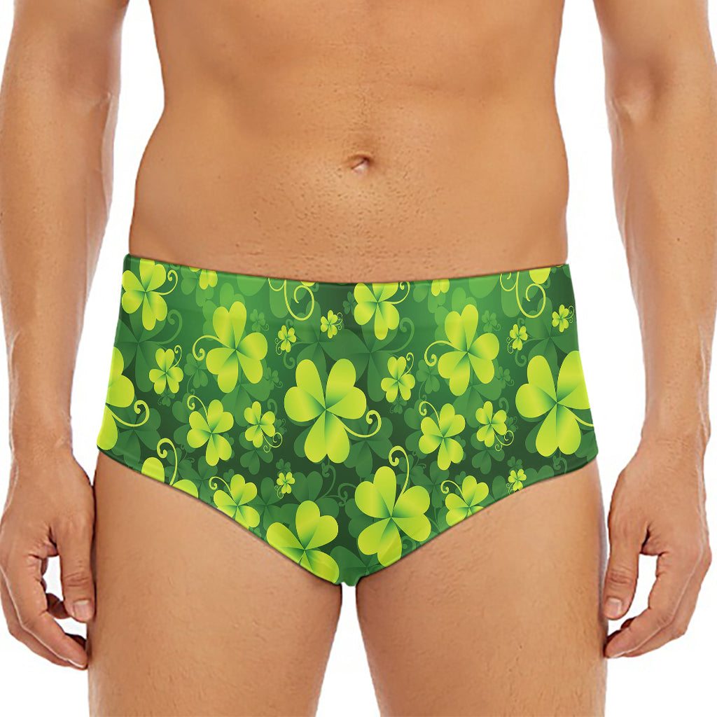 St. Patrick's Day Shamrock Pattern Print Men's Triangle Swim Briefs