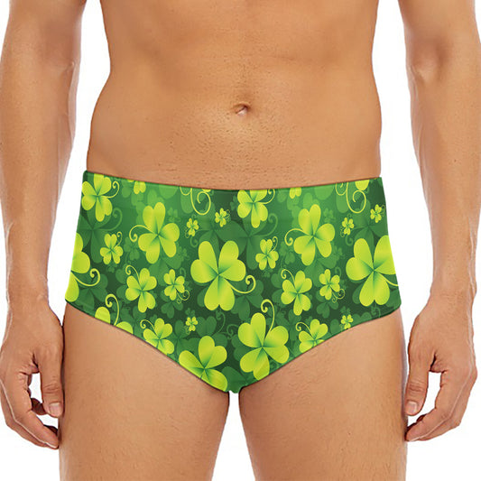 St. Patrick's Day Shamrock Pattern Print Men's Triangle Swim Briefs