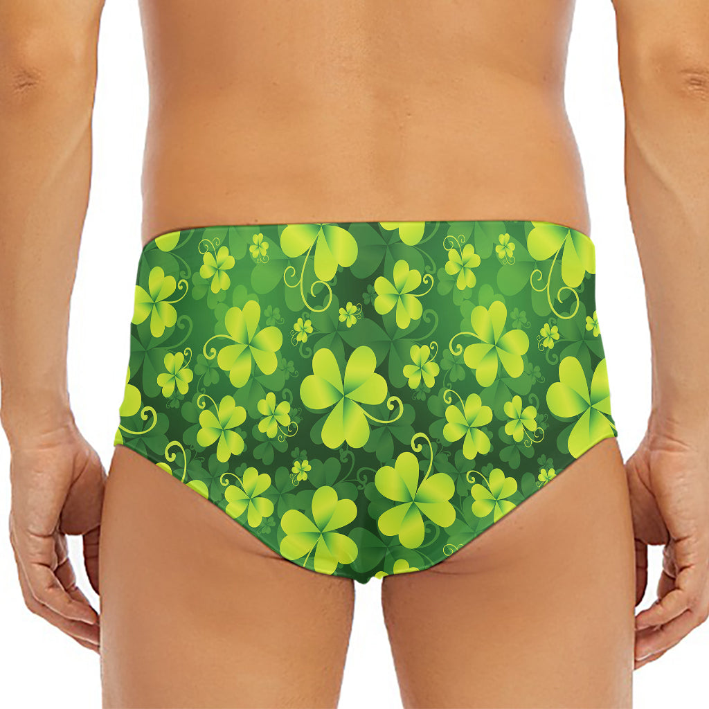 St. Patrick's Day Shamrock Pattern Print Men's Triangle Swim Briefs