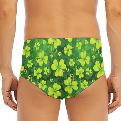 St. Patrick's Day Shamrock Pattern Print Men's Triangle Swim Briefs