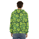 St. Patrick's Day Shamrock Pattern Print Men's Velvet Pullover Hoodie