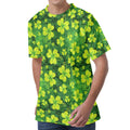 St. Patrick's Day Shamrock Pattern Print Men's Velvet T-Shirt