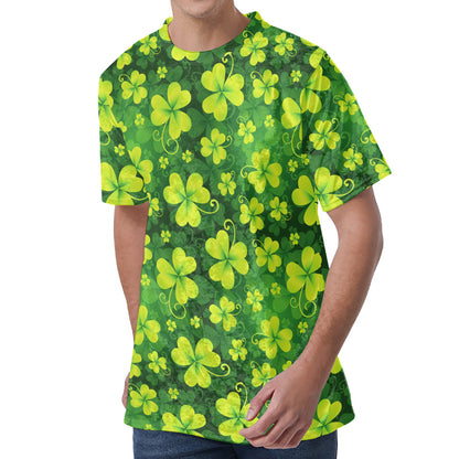 St. Patrick's Day Shamrock Pattern Print Men's Velvet T-Shirt