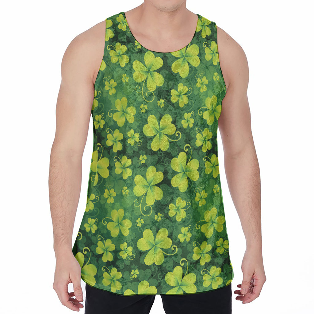 St. Patrick's Day Shamrock Pattern Print Men's Velvet Tank Top