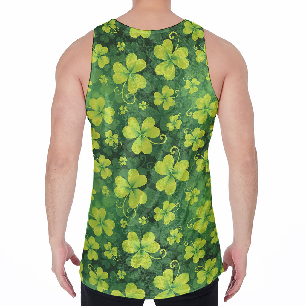 St. Patrick's Day Shamrock Pattern Print Men's Velvet Tank Top