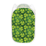 St. Patrick's Day Shamrock Pattern Print Mesh Laundry Hamper