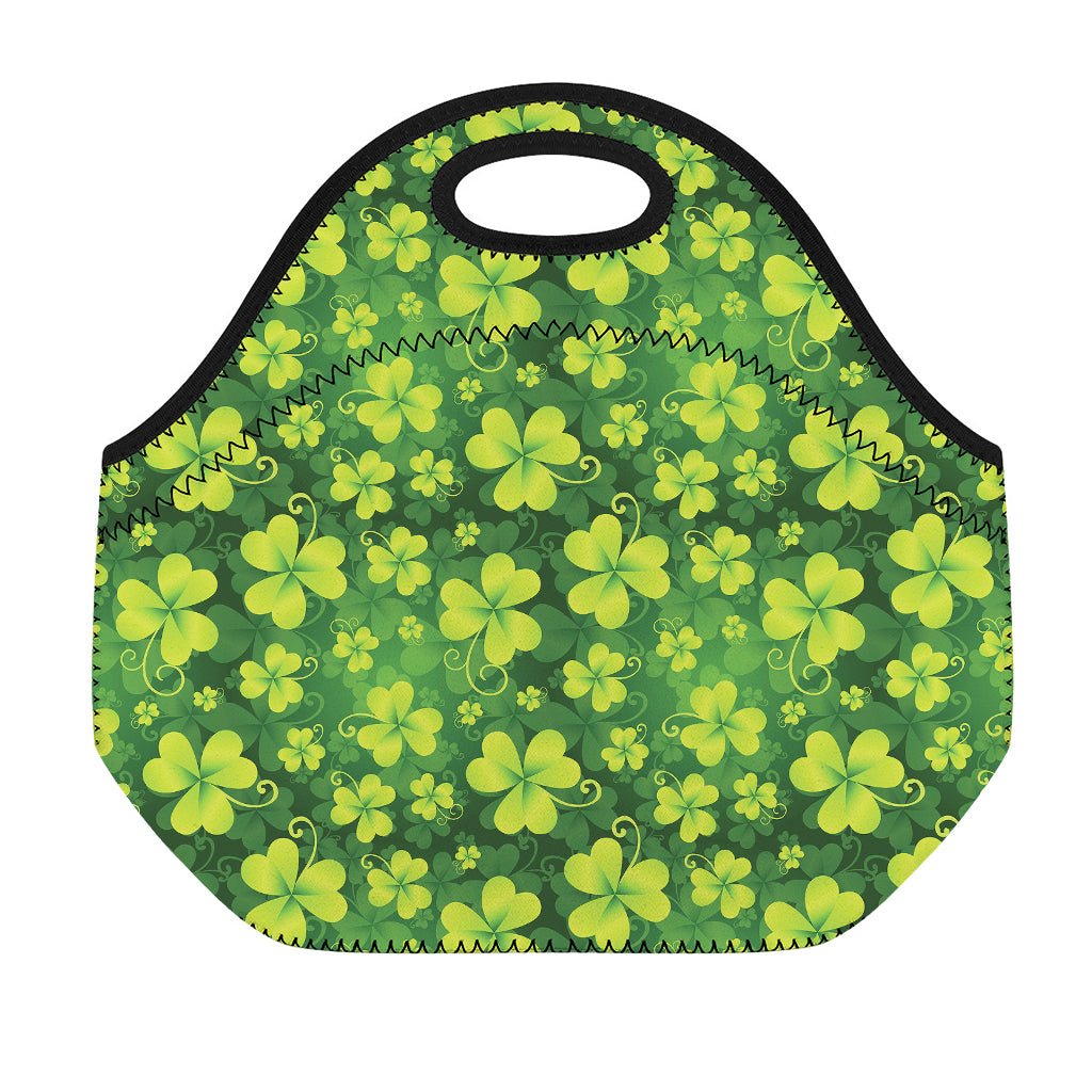 St. Patrick's Day Shamrock Pattern Print Neoprene Lunch Bag