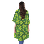 St. Patrick's Day Shamrock Pattern Print Open Front Beach Cover Up