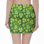St. Patrick's Day Shamrock Pattern Print Pencil Mini Skirt