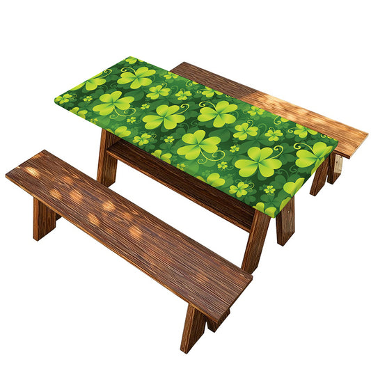 St. Patrick's Day Shamrock Pattern Print Picnic Table Cover
