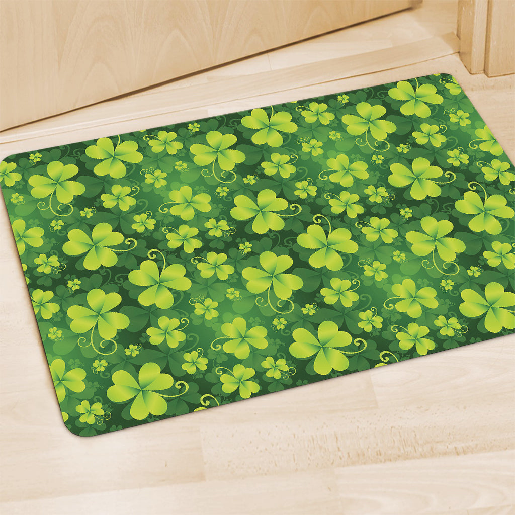 St. Patrick's Day Shamrock Pattern Print Polyester Doormat