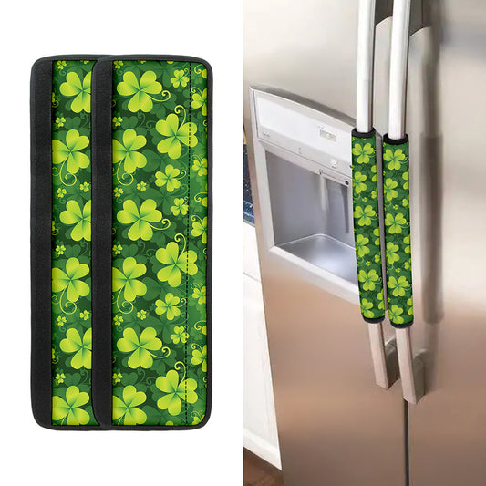 St. Patrick's Day Shamrock Pattern Print Refrigerator Handle Covers