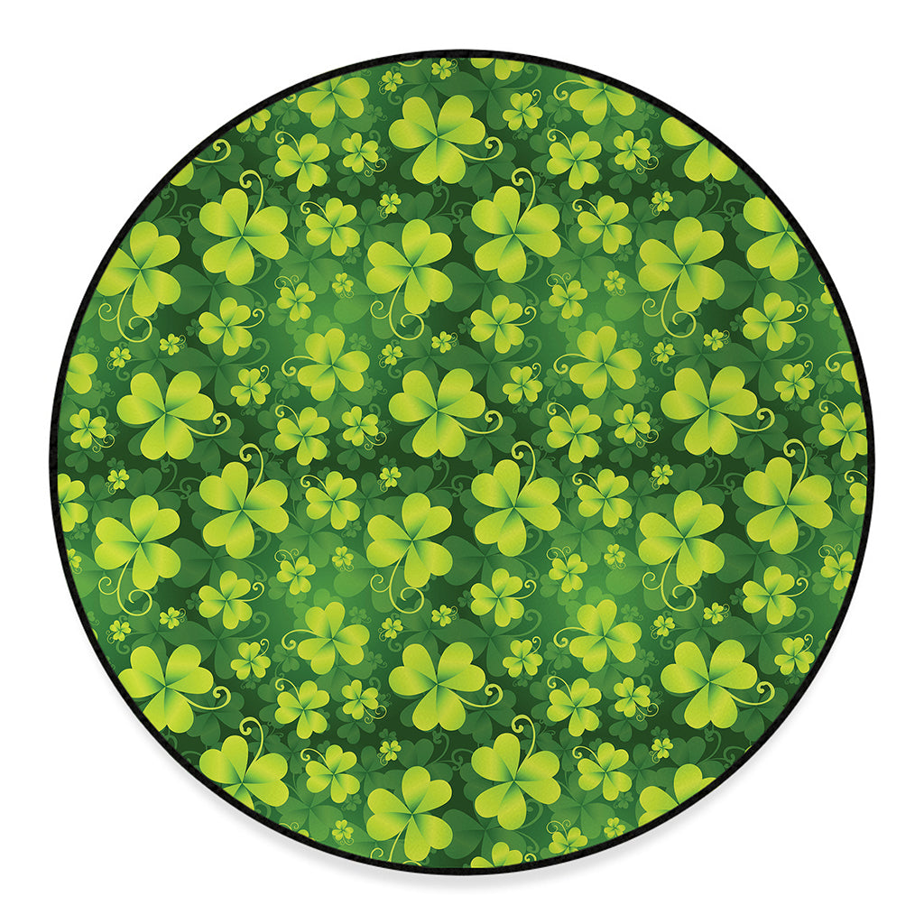 St. Patrick's Day Shamrock Pattern Print Round Floor Mat
