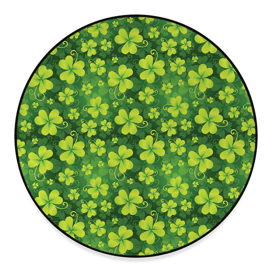 St. Patrick's Day Shamrock Pattern Print Round Floor Mat