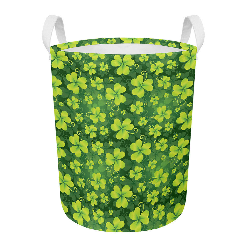 St. Patrick's Day Shamrock Pattern Print Round Laundry Basket