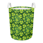 St. Patrick's Day Shamrock Pattern Print Round Laundry Basket