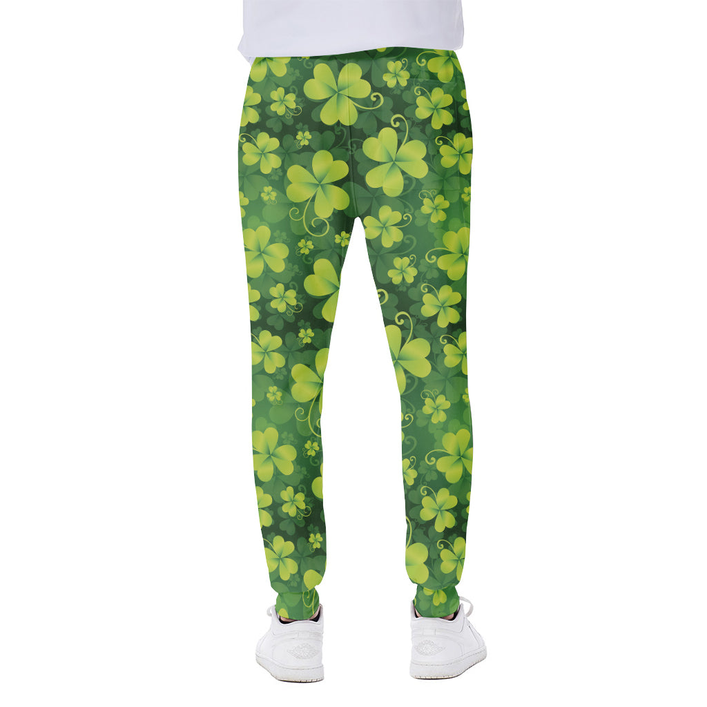 St. Patrick's Day Shamrock Pattern Print Scuba Joggers